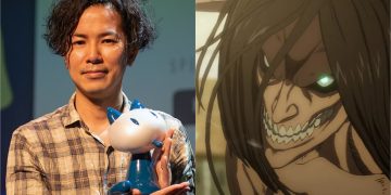 The creator of "Attack On Titan" Hajime Isayama (Left), Eren Yeager in his Titan Form (Right)