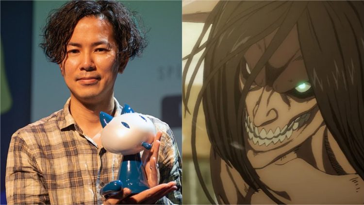 The creator of "Attack On Titan" Hajime Isayama (Left), Eren Yeager in his Titan Form (Right)