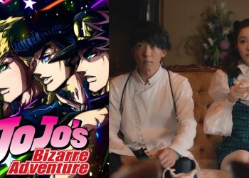 A poster for 'Jojo's Bizzare Adventure' (Left), Issey Takahashi and Marie Iitoyo (Right)