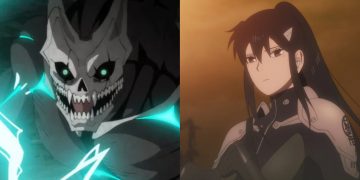 Kafka's Kaiju form (Left), Mina Ashiro (Right) from 'Kaiju No. 8' (Production I.G)