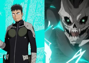 Kafka from 'Kaiju No. 8' (Left), A Still from the Anime (Right)