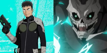 Kafka from 'Kaiju No. 8' (Left), A Still from the Anime (Right)