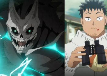 A Still from 'Kaiju No. 8' (Left), Kafka from the Anime (Right)