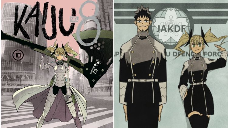 An Illustraion for "Kaiju No. 8" (Left), The exclusive artwork released by Matsumoto for the series (Right)