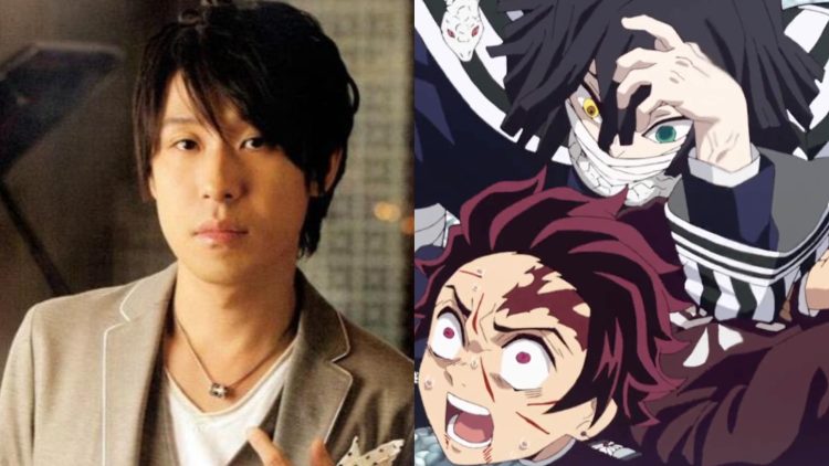 Kenichi Suzumura, the Japanese VA for Obanai Iguro in 'Demon Slayer: Hashira Training Arc' (Left), a still from the Anime (Right)
