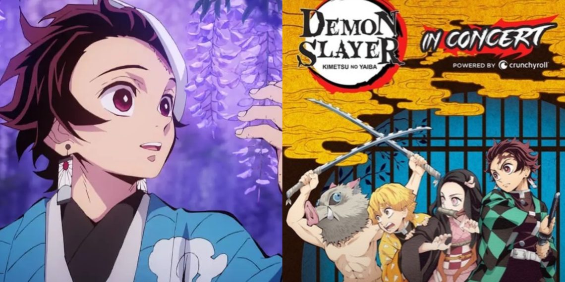 Tanjiro Kamado from 'Demon Slayer' (Left), The poster for the 'Demon Slayer' Concert