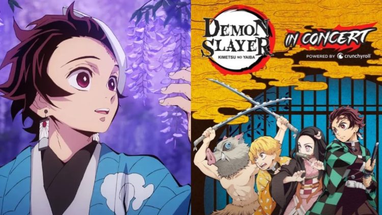 Tanjiro Kamado from 'Demon Slayer' (Left), The poster for the 'Demon Slayer' Concert