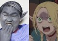 "Low Cost Cosplay" as Marcille from "Delicious In Dungeon" (Left), Marcille from the Anime (Right)