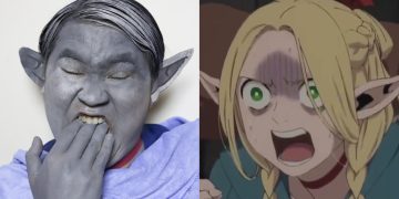 "Low Cost Cosplay" as Marcille from "Delicious In Dungeon" (Left), Marcille from the Anime (Right)