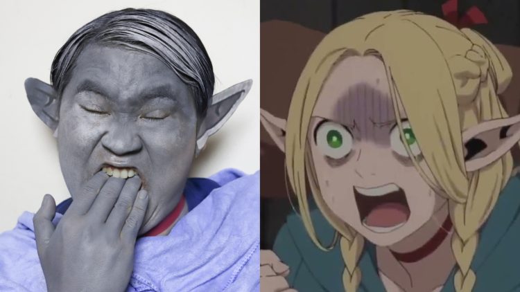 "Low Cost Cosplay" as Marcille from "Delicious In Dungeon" (Left), Marcille from the Anime (Right)