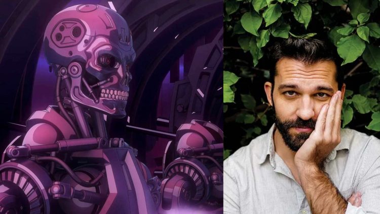 A Still from 'Terminator Zero' (Left), Mattson Tomlin (Right)