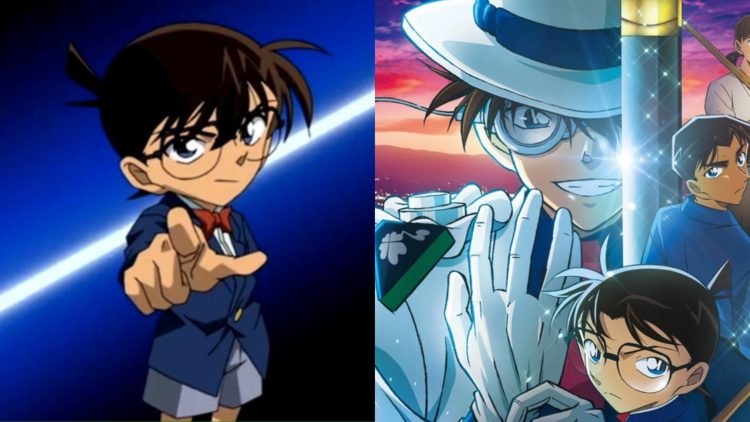Detective Conan (Left) and a poster from 'Detective Conan: The Million Dollar Pentagram' (Right) (TMS Entertainment)