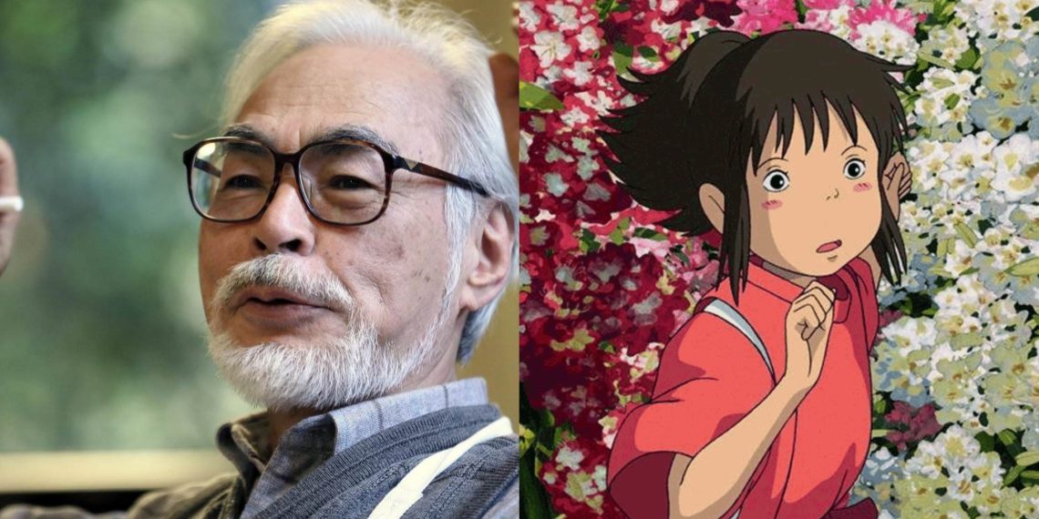 Hayao Miyazaki (Left), A Still from 'Spirited Away' (Right)