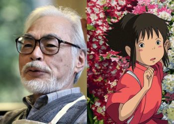 Hayao Miyazaki (Left), A Still from 'Spirited Away' (Right)