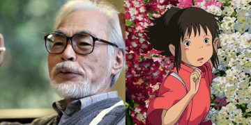 Hayao Miyazaki (Left), A Still from 'Spirited Away' (Right)