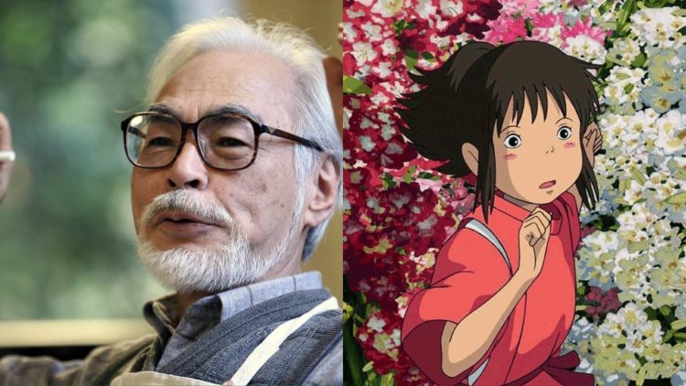 Hayao Miyazaki (Left), A Still from 'Spirited Away' (Right)