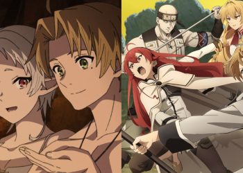 A Still from "Mushoku Tensei" (Left), Cover Art for the Anime (Right)