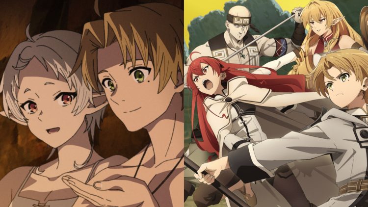 A Still from "Mushoku Tensei" (Left), Cover Art for the Anime (Right)