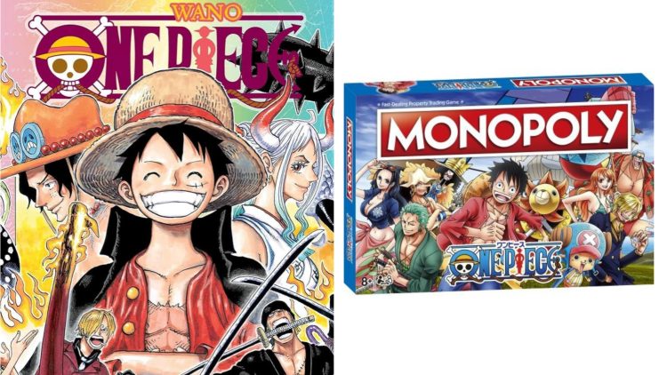 "One Piece" the Anime (Left), "One Piece" the Monopoly Box Set Game (Right)