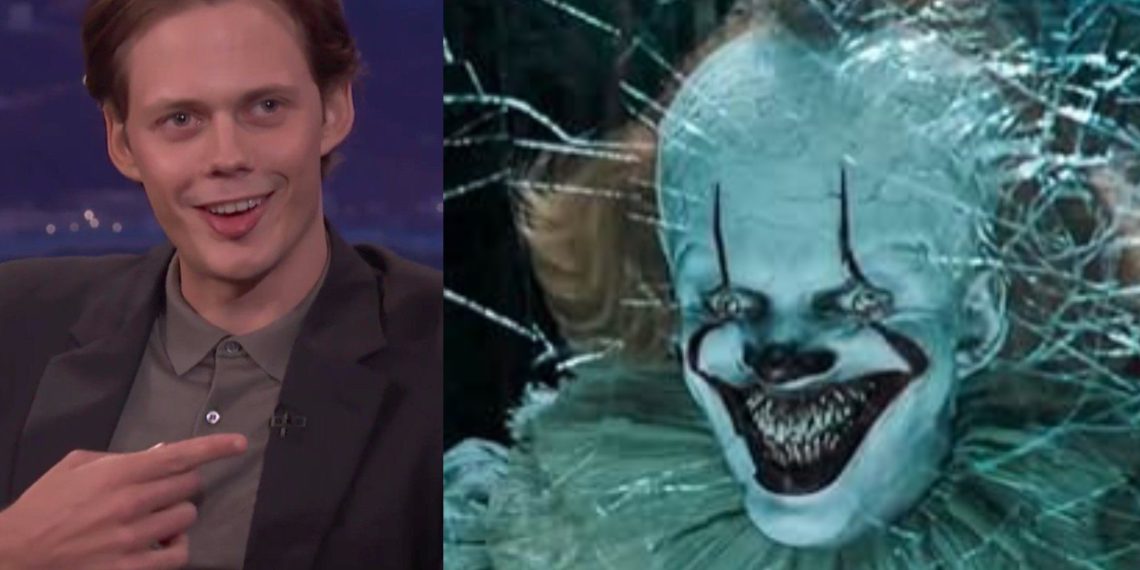 Bill Skarsgård (Left) as Pennywise (Right) in the "It" franchise (New Line Cinema)