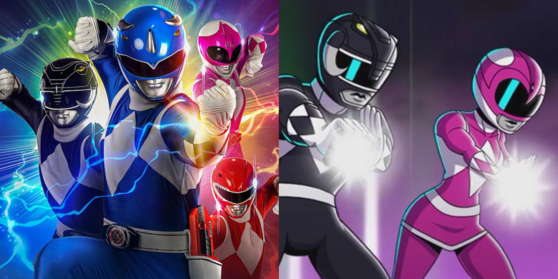 A still from 'Mighty Morphin Power Rangers: Once And Always' (Left), AS till from the 'Power Rangers' animated TV Reboot (Right)