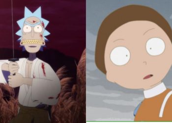 A Still from 'Rick And Morty' on Adult Swim (Left), Morty from the Anime adaptation (Right)