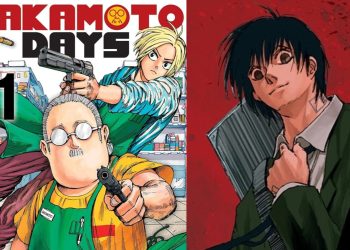 An illustration for the 'Sakamoto Days' Manga (Left), Nagumo from the series (Right)