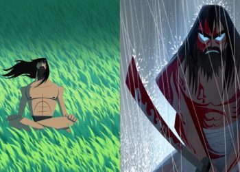 A Still from "Samurai Jack" (Left), A Still from "Samurai Jack" Season 5 (Right)