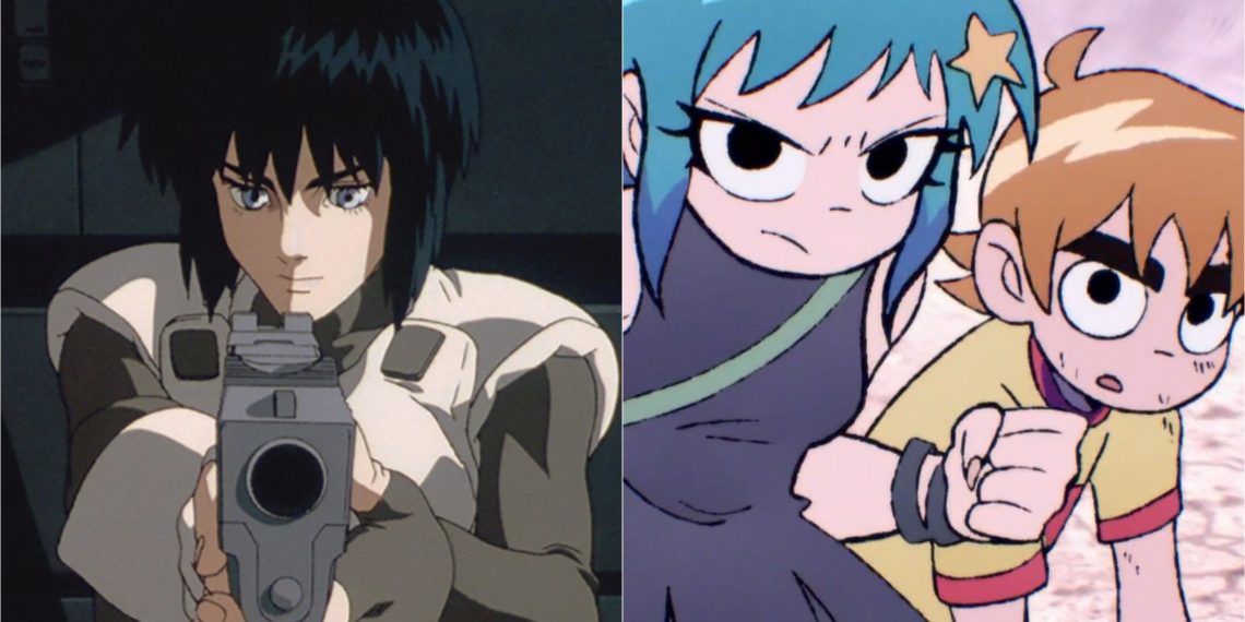 Makoto Kusanagi from 'Ghost In The Shell' (Left) (Production I.G), Ramona and Scott from 'Scott Pilgrim Takes Off' (Right) (Science SARU)