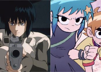 Makoto Kusanagi from 'Ghost In The Shell' (Left) (Production I.G), Ramona and Scott from 'Scott Pilgrim Takes Off' (Right) (Science SARU)