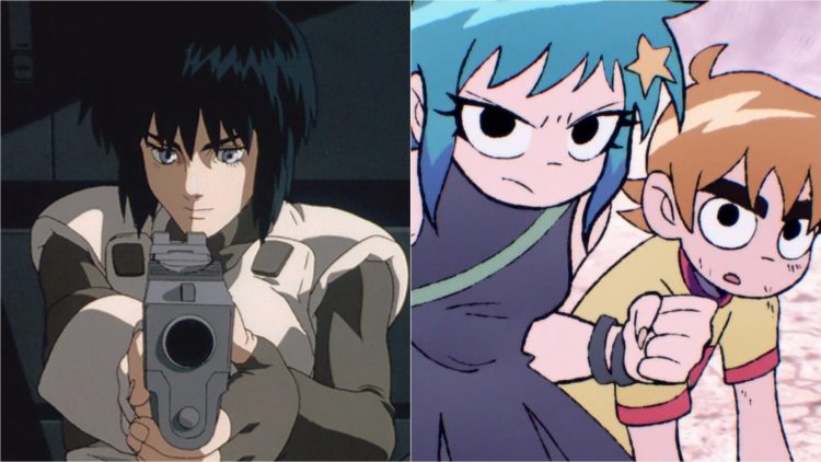 Makoto Kusanagi from 'Ghost In The Shell' (Left) (Production I.G), Ramona and Scott from 'Scott Pilgrim Takes Off' (Right) (Science SARU)