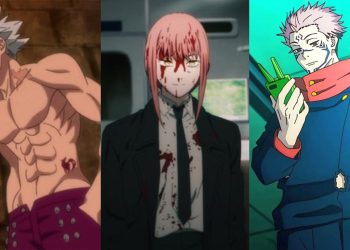 Ban from 'Seven Deadly Sins' (Left) (CloverWorks), Makima from 'Chainsaw Man' (Middle) (MAPPA), Sukuna from 'Jujutsu Kaisen' (Right) (MAPPA)