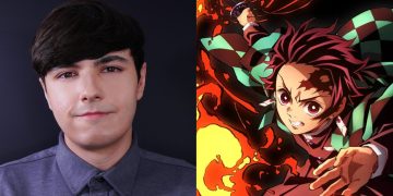 Tanjiro's English VA Zach Aguilar (Left), Tanjiro from 'Demon Slayer' (Right)