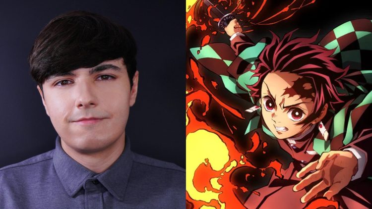 Tanjiro's English VA Zach Aguilar (Left), Tanjiro from 'Demon Slayer' (Right)