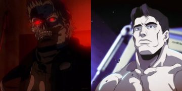 A Still from 'Terminator Zero' the Anime (Left), A character from the Anime (Right)