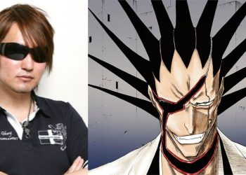 Tite Kubo, the creator of "Bleach" (Left), Kenpachi Zaraki from the Anime (Right)