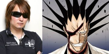 Tite Kubo, the creator of "Bleach" (Left), Kenpachi Zaraki from the Anime (Right)