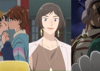 (From left to right) Momoe and Kaoru kiss in 'Wonder Egg Priority' (CloverWorks), Nao from 'Skip And Loafer' (P.A Works), Tiger aids a hero in-fight (Studio Bones)