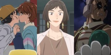 (From left to right) Momoe and Kaoru kiss in 'Wonder Egg Priority' (CloverWorks), Nao from 'Skip And Loafer' (P.A Works), Tiger aids a hero in-fight (Studio Bones)