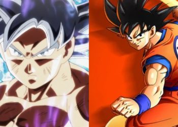 Ultra Instinct Goku from "Dragon Ball Super" (Left), Goku from "Dragon Ball Z" (Right)