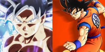 Ultra Instinct Goku from "Dragon Ball Super" (Left), Goku from "Dragon Ball Z" (Right)