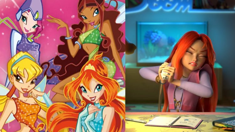 An illustration for the original Winx Club (Left) (Rainbow SpA) , Creator Iginio Straffi's updated Winx Club the series (Right)