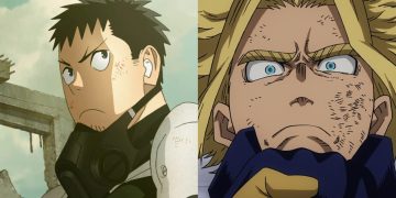 Kafka Hibino (Left) from 'Kaiju No. 8' (Production I.G) and All Might (Right) from 'My Hero Academia' (Studio Bones)