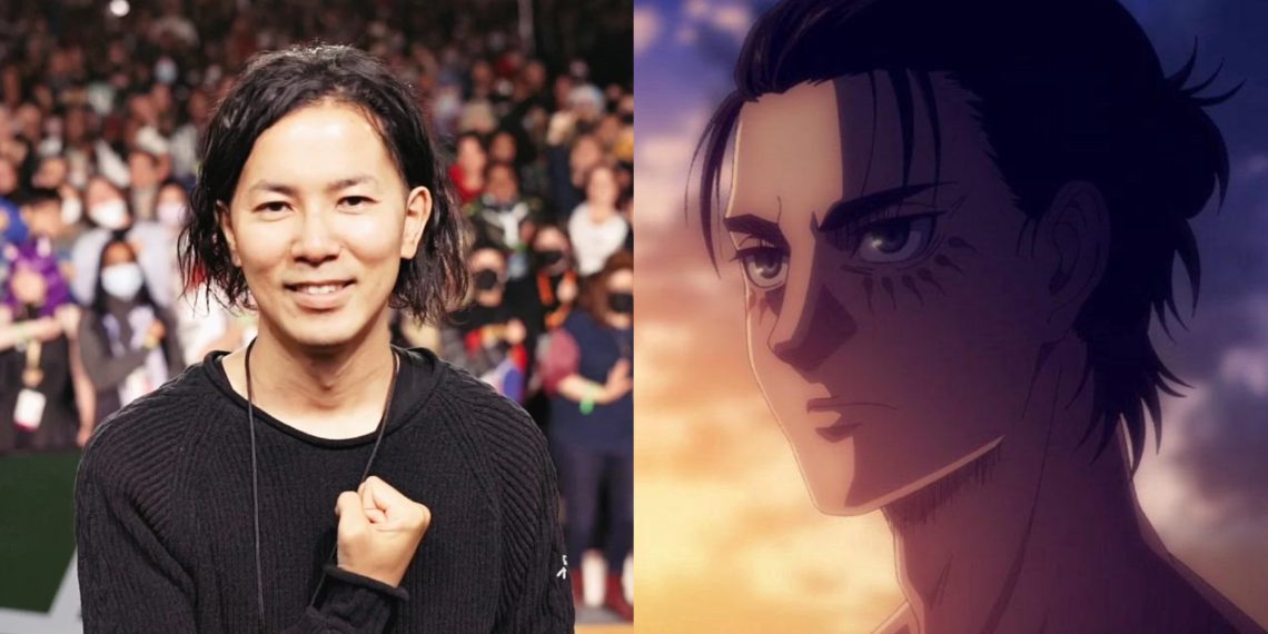 Hajime Isayama (Left), the creator of 'Attack On Titan' featuring Eren Yeager (left) from the Anime (MAPPA)