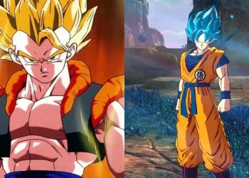 Super Saiyan Goku from 'Dragon Ball Z' the Anime (Left) and 'Dragon Ball: Sparking Zero' (Right) (Bandai Namco)