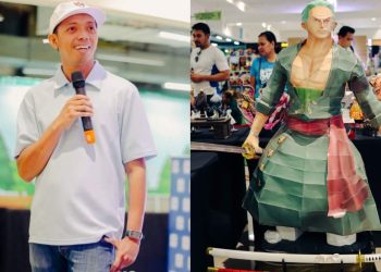 Allan Vincent Cruz's (Left) Zoro paper figure from 'One Piece' (Toei Animation)