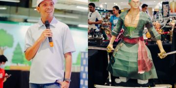 Allan Vincent Cruz's (Left) Zoro paper figure from 'One Piece' (Toei Animation)