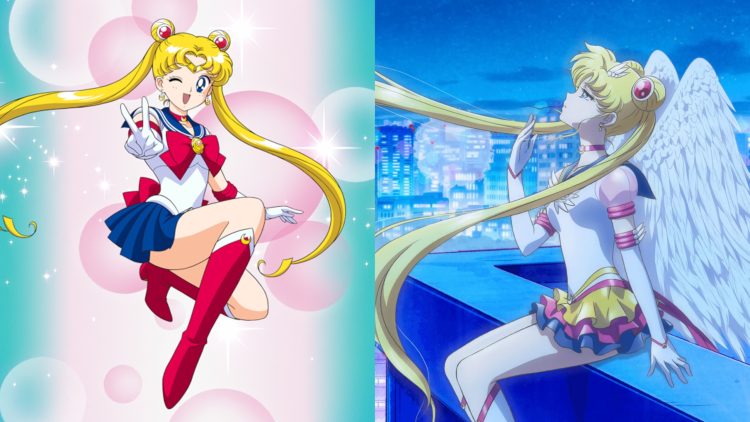 Usagi from the original 'Sailor Moon' Anime (Left) (Toei Animation), Usagi from 'Pretty Guardian Sailor Moon Cosmos The Movie' (Right) (Studio DEEN)