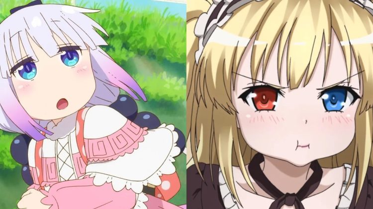 Kanna Kamui (Left) from 'Miss Kobayashi's Dragon Maid' (Kyoto Animation), Kobato Hasegawa (Right) from 'Haganai' (AIC Build)