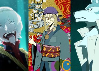 Allegro (Left) from 'Vampire In The Garden' (Left) (Wit Studio), Medicine Seller from 'Mononoke' (Toei Animation', Shirou (Right) from 'BNA: Brand New Animal' (Studio Trigger)